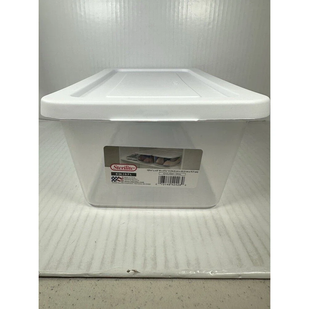 4 PACK Sterilite 6 qt Clear Storage Box Container 4.6
